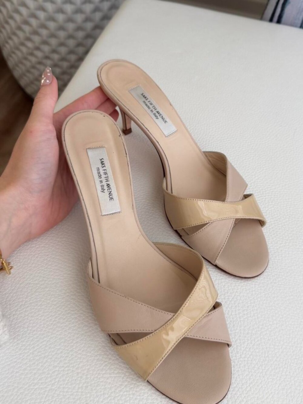 Saks Fifth Avenue Women's Tan and Cream Sandals